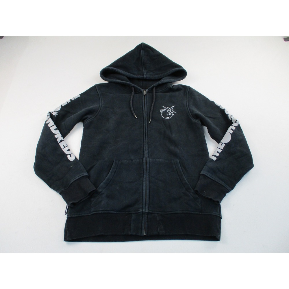 The Hundreds Zip Hoodie Mens Small Black Adam Bomb Sleeve Logo Streetwear Skater